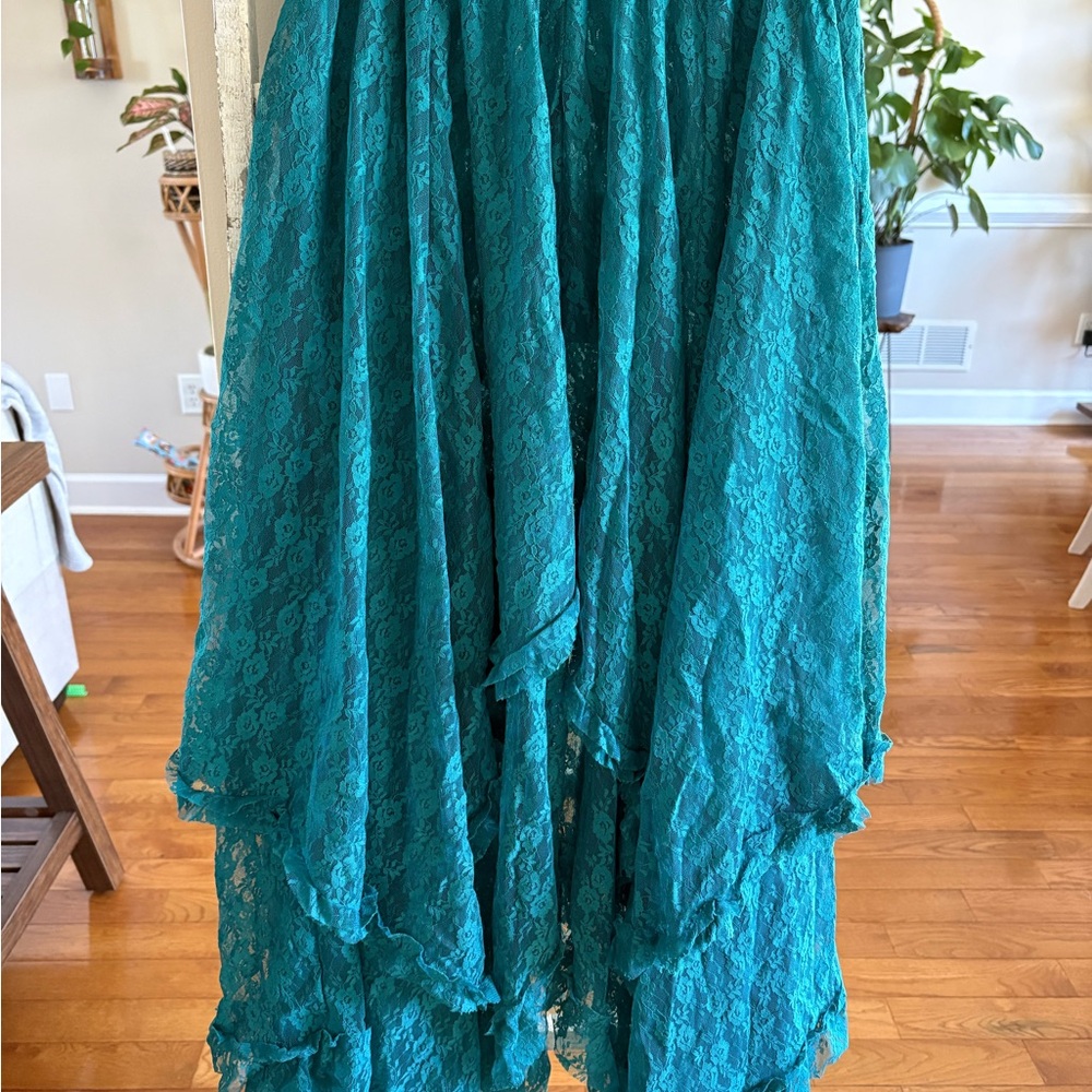 Elegant Teal Lace Skirt